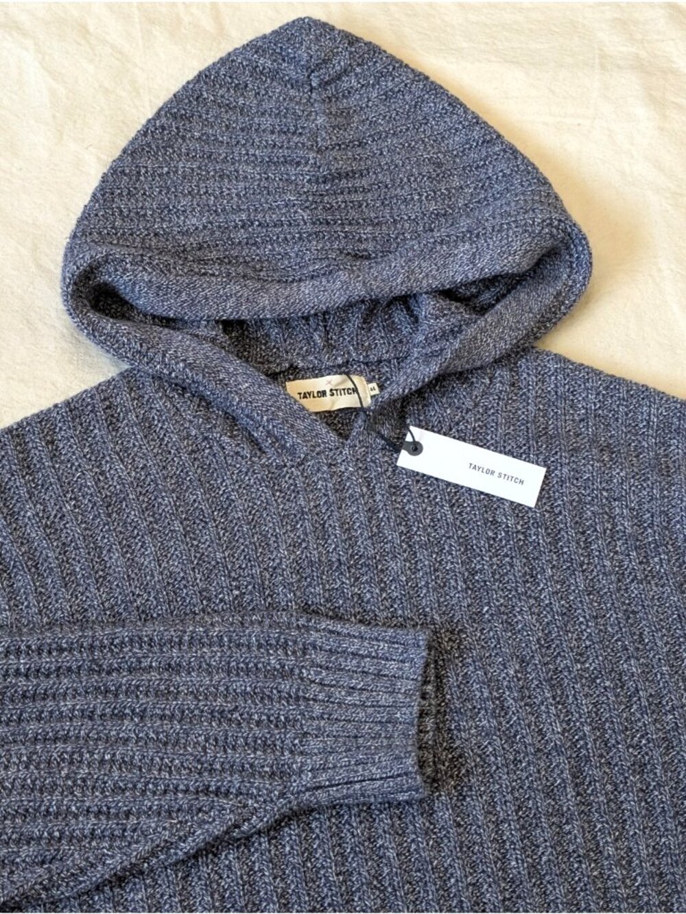Taylor Stitch NWT Men's Bryan Pullover Sweater Blue Melange Heavyweight Knit 44
